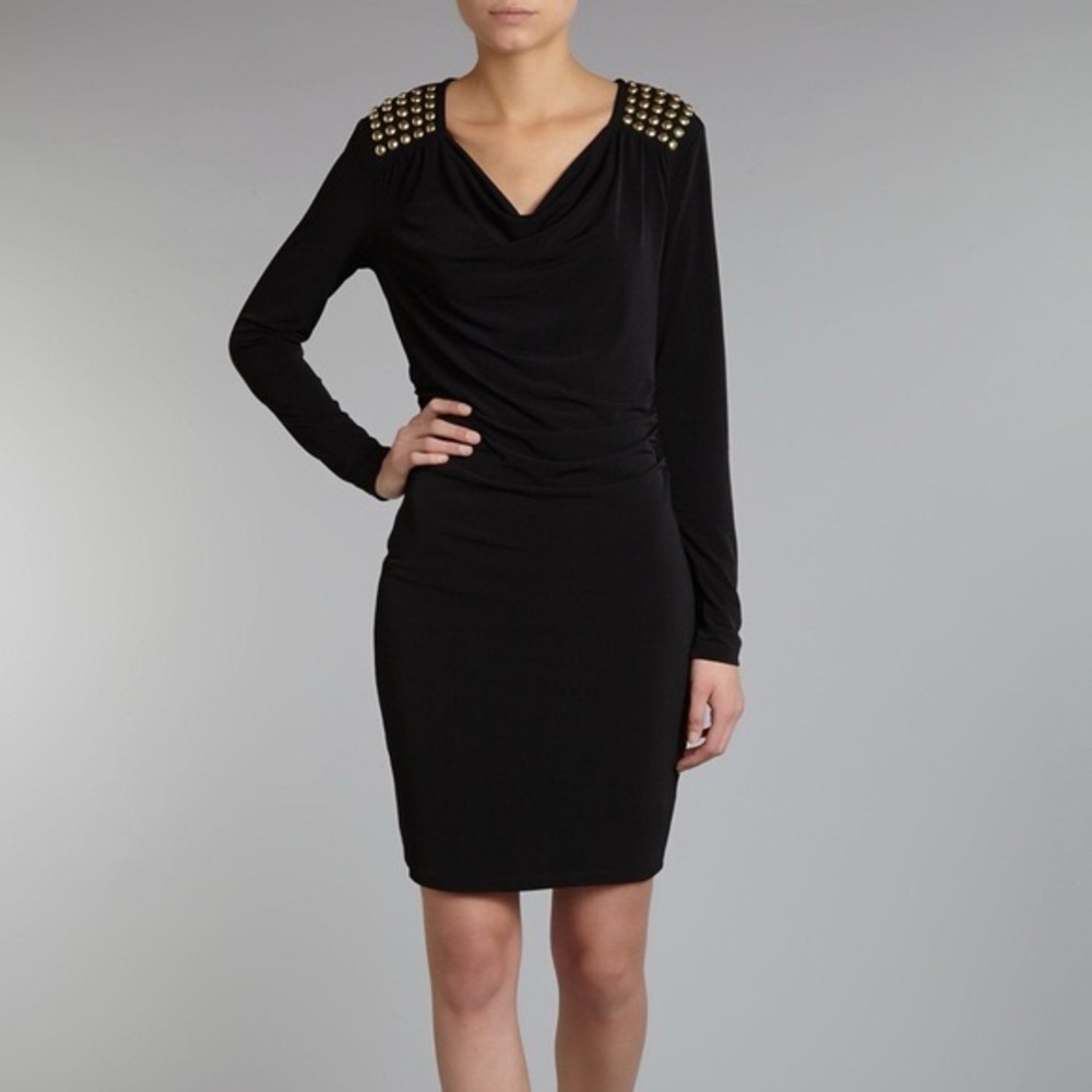 New Michael Kors Black Gold Studded Dress